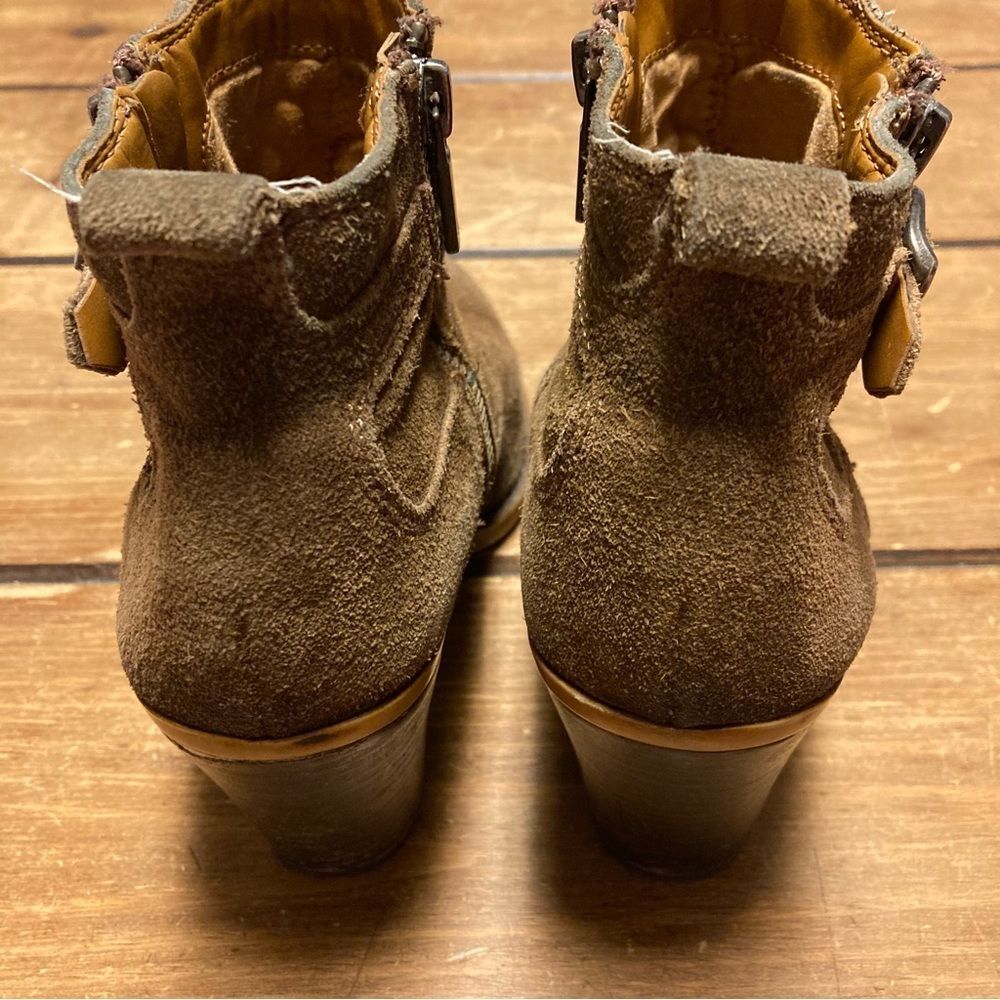 Lucky Brand Everalda Brown Suede Leather Boots Size 7 Ankle Booties High Heel - Picture 11 of 15